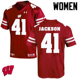 Women's Wisconsin Badgers NCAA #41 Paul Jackson Red Authentic Under Armour Stitched College Football Jersey GQ31P72NC